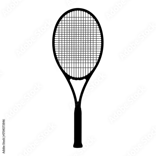 Simple line drawing of a tennis racket icon symbol for sports and games silhouette