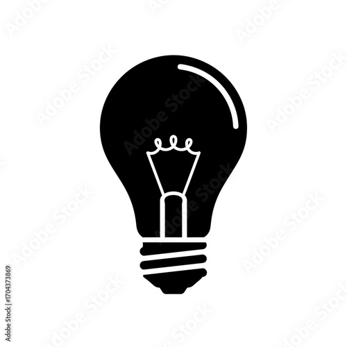 Symbol of innovation and ideas a classic light bulb icon on a square panel silhouette