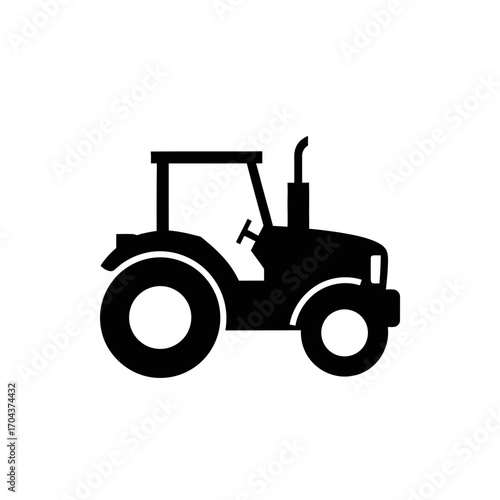 Vintage tractor silhouette icon represents agricultural farming and machinery silhouette