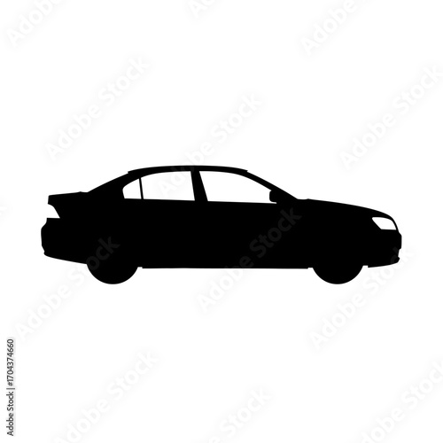 Silhouette of a modern sedan car in profile a sleek vehicle outline for automotive themes silhouette