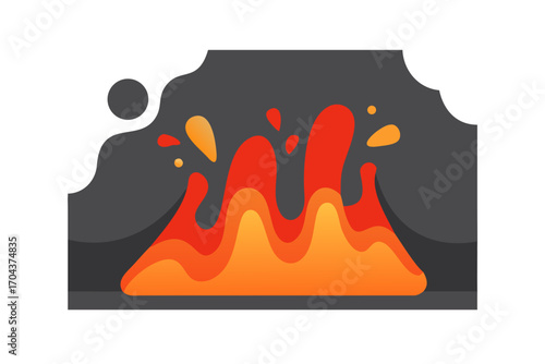 Abstract illustration of lava flow or eruption in dark cave