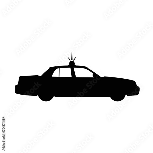 Silhouette of a classic convertible car with a roof rack and two figures driving silhouette