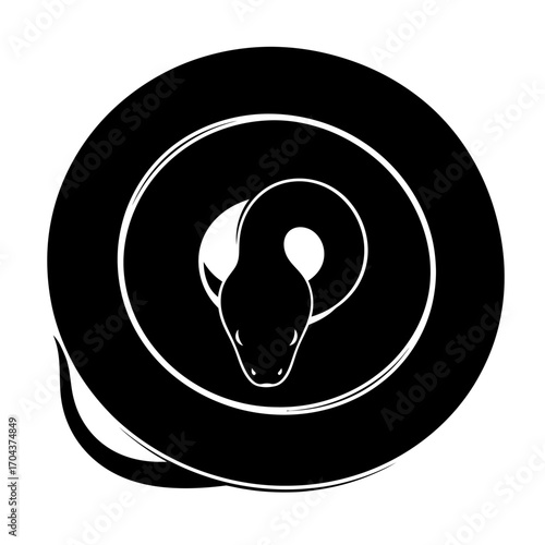Close-up black coiled cable or wire bundle detail for electrical or network applications silhouette