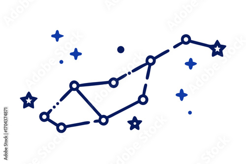 Big dipper constellation icon with stars