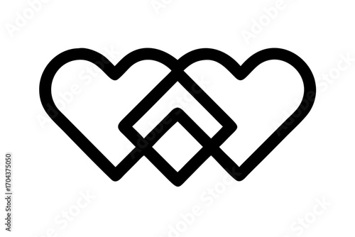 Three interconnected hearts forming a continuous loop, symbolizing unity and everlasting love