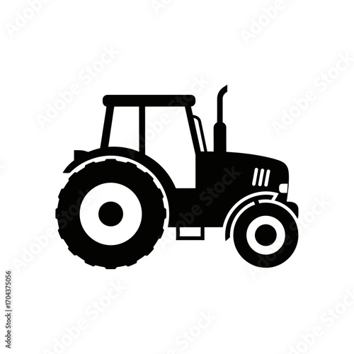Classic agricultural tractor silhouette icon symbol for farming and rural industry transportation silhouette