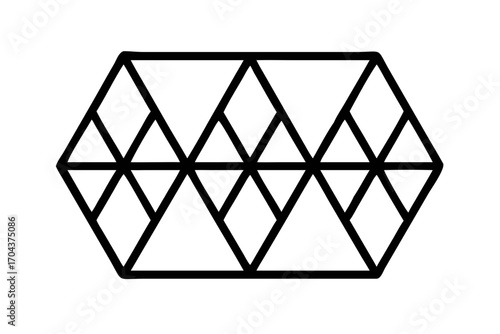 Abstract geometric arrangement of triangles within a hexagonal outline