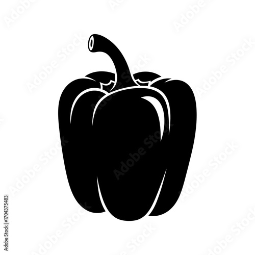 Black silhouette of a bell pepper for culinary and healthy eating designs silhouette