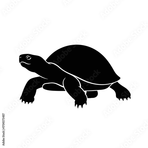 Silhouette icon of a tortoise moving forward symbolizing progress and steadiness silhouette