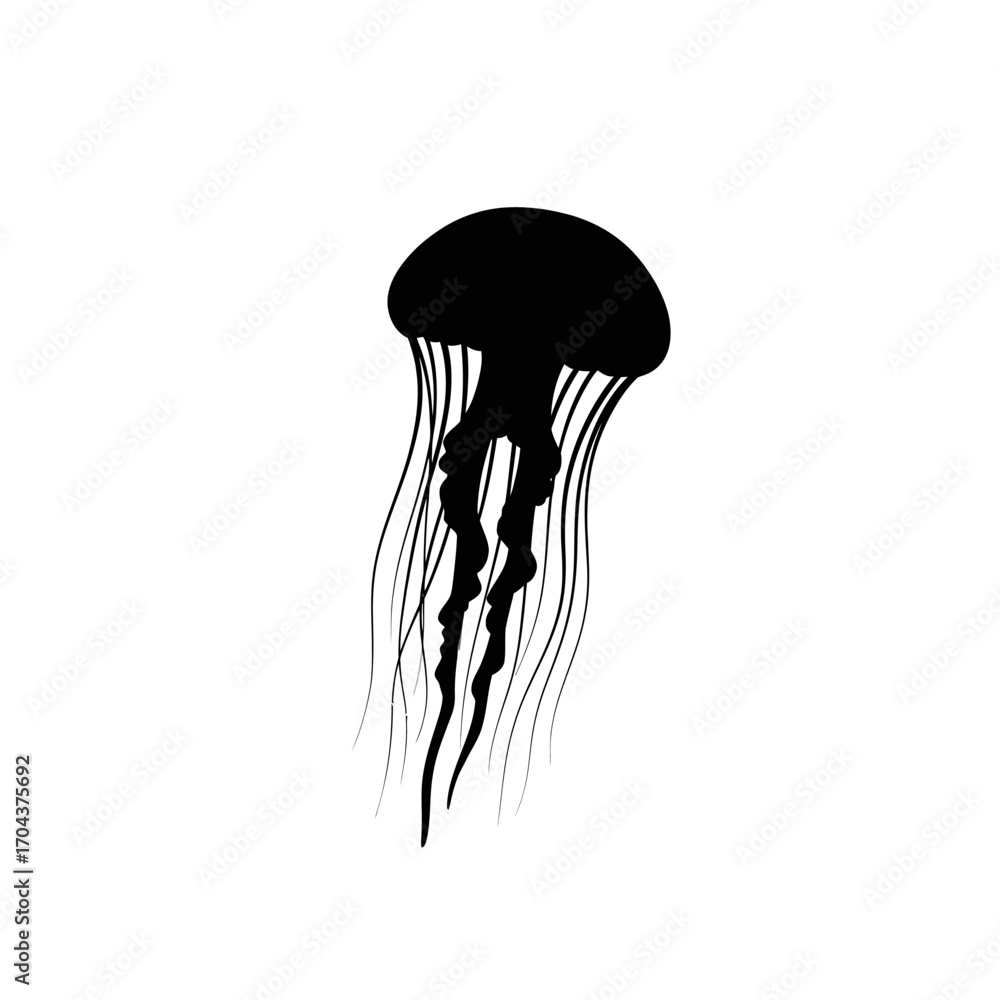 Fototapeta premium Abstract silhouette of a jellyfish floating gracefully underwater artistic representation silhouette