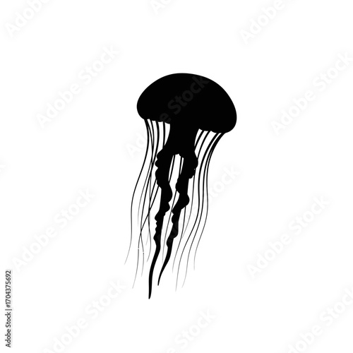 Abstract silhouette of a jellyfish floating gracefully underwater artistic representation silhouette