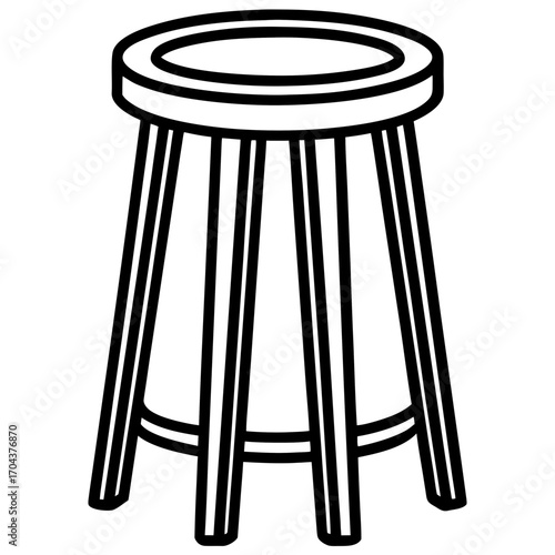 A simple black and white line art illustration of a tall stool silhouette isolated on white background