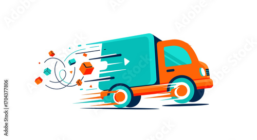 Modern Express Shipping Logistics Vector Illustration