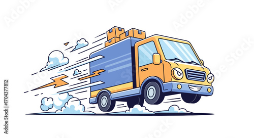Speedy Delivery Truck Cartoon Vector
