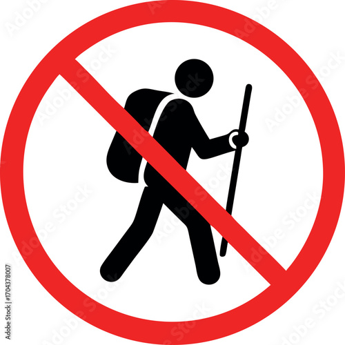 No hiking Sign, no cliff climbing sign vector illustration