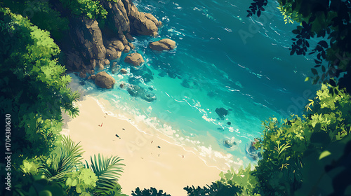 Wallpaper Mural Hidden tropical beach with crystal clear turquoise sea and sand high resolution picture Torontodigital.ca
