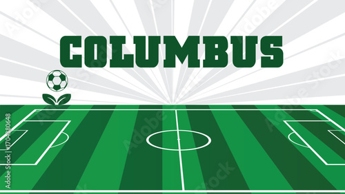 COLUMBUS Drawings Of City Names, USA Soccer green field, Vector Illustration Abstract Editable image, Social Media and web Post