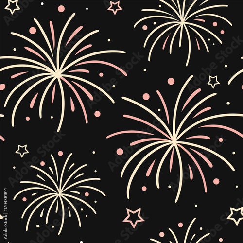 Festival celebration firework star burst seamless holiday pattern background illustration,generative ai