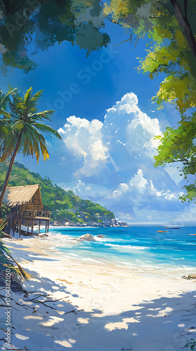 Wallpaper Mural Serene coastal landscape with turquoise water and sandy beach high resolution picture Torontodigital.ca