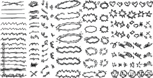 Wallpaper Mural Scribble doodle line shapes set. Hand drawn design elements collection.  Torontodigital.ca