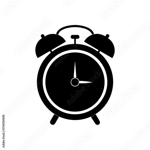 Alarm clock black silhouette on transparent background