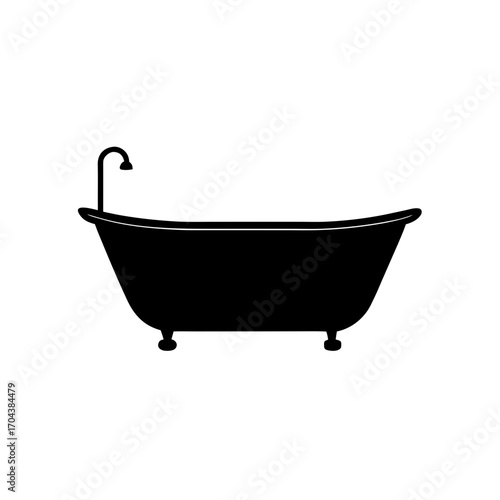 Bathtub silhouette design on transparent background