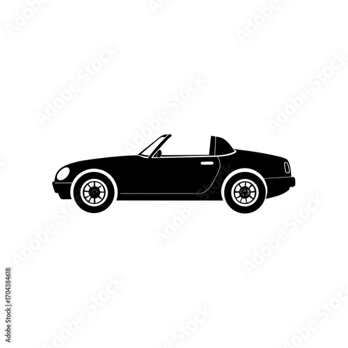 Silhouette car roadster on transparent background