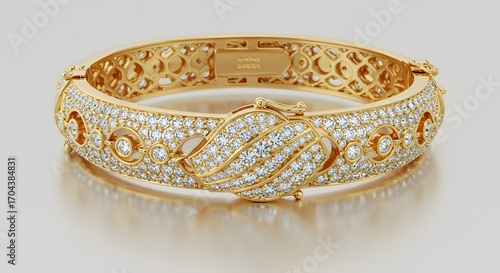 Elegant diamond and gold cuff bracelet.