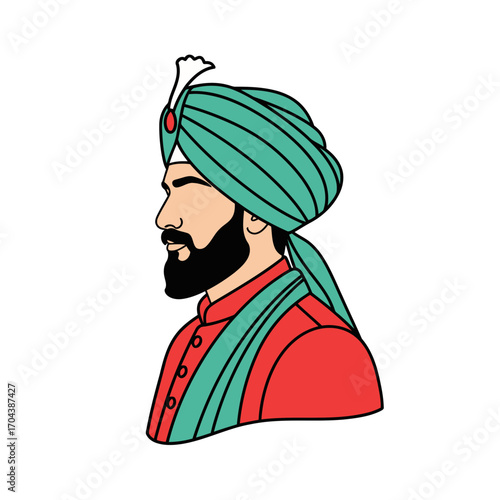 Elegant Turbaned Man Illustration
