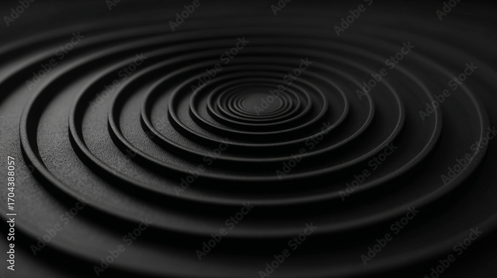 Obraz premium A dark concentric circles pattern with a textured surface and subtle light variations in the image