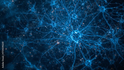 Explore artificial intelligence neural network connections with this stunning blue technology background design