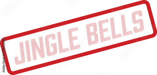 Jingle Bells text appears inside a red rectangular box with rounded corners, set against a white background