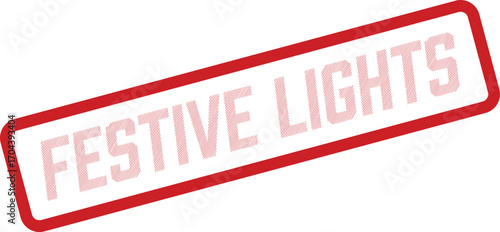 Festive Lights text appears in a redlined rectangular banner angled on a white background