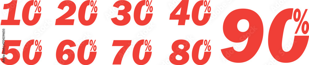 Obraz premium set of collection of discount numbers red color, Sale icons.
