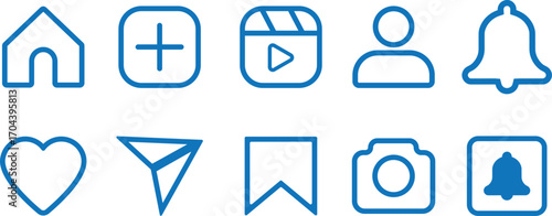 Mobile Push Notification Icons. Outline icon set of mobile push notifications