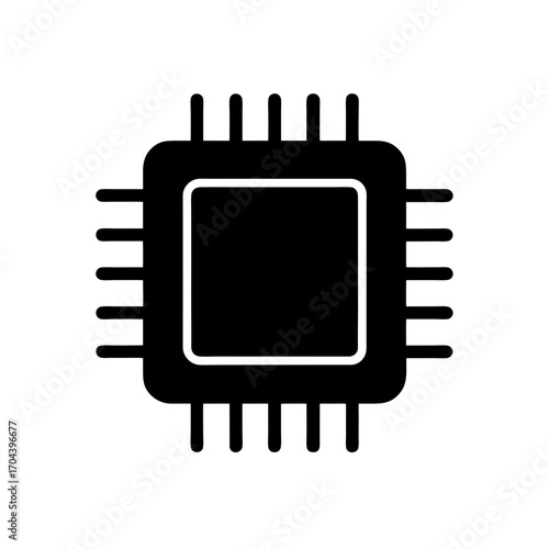 Illustration of cpu chip on transparent background silhouette
