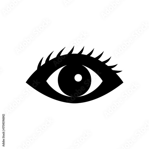 Stylized eye with lashes on transparent background silhouette