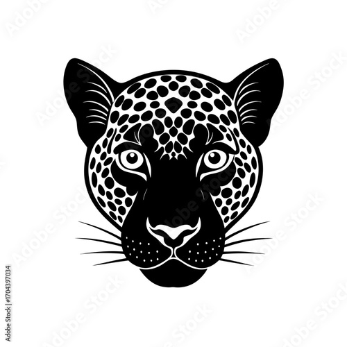 Leopard head black design on transparent background silhouette