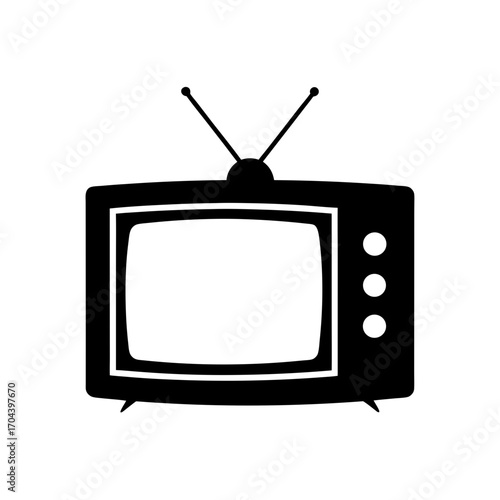 An antique television set on transparent background silhouette