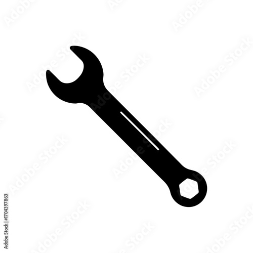 Illustration of a wrench on transparent background silhouette