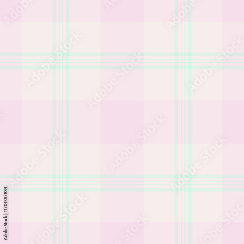 Soft pastel plaid pattern. Gentle pink and green hues create a soothing and versatile backdrop. Ideal for textiles, apparel, or digital designs requiring a calm aesthetic.