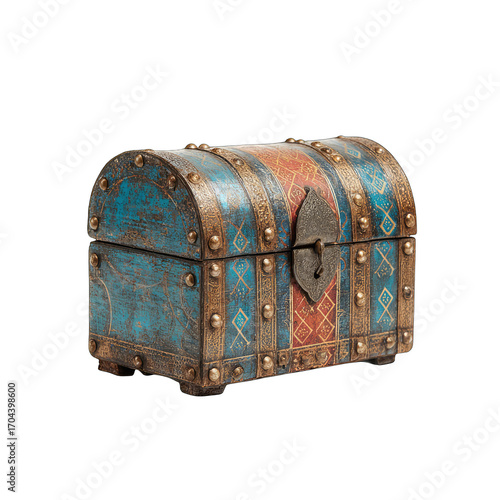 Vintage-style wooden chest, ornate design