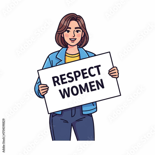 Woman Holding Sign Saying Respect Women Campaign