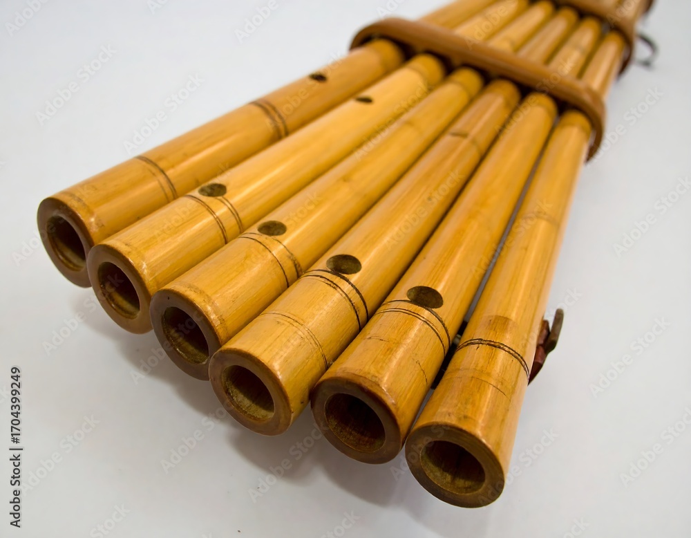 Fototapeta premium Close-up of a traditional bamboo flute