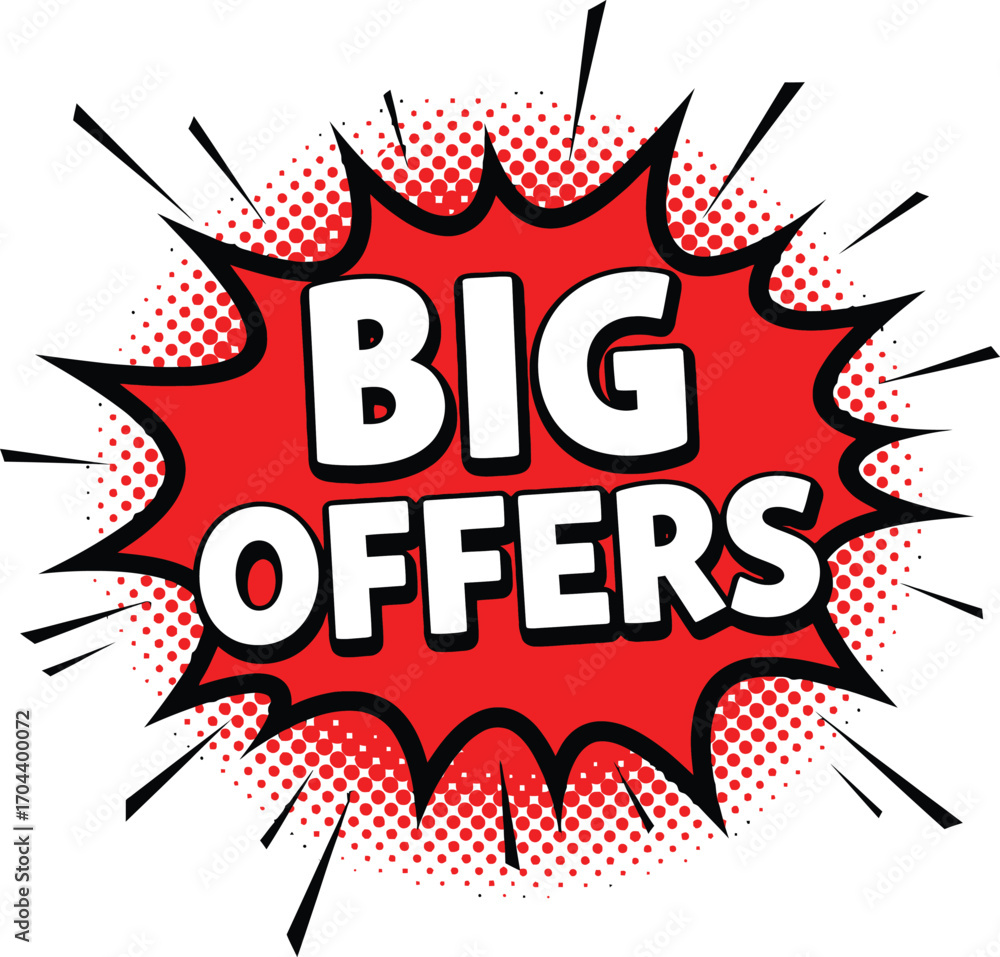 Fototapeta premium Vector art of big offers sale sticker