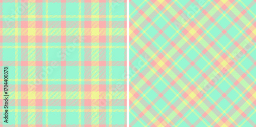 Seamless tartan vector of fabric check textile with a texture pattern background plaid. Set in summer colors for geometric unique identity design.