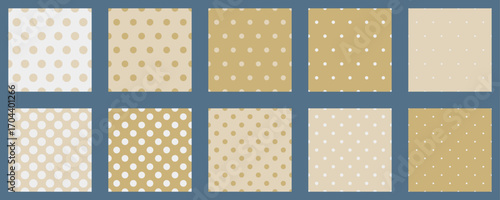 Set polka dots seamless vector pattern. Simple background for web or print. Abstract surface.