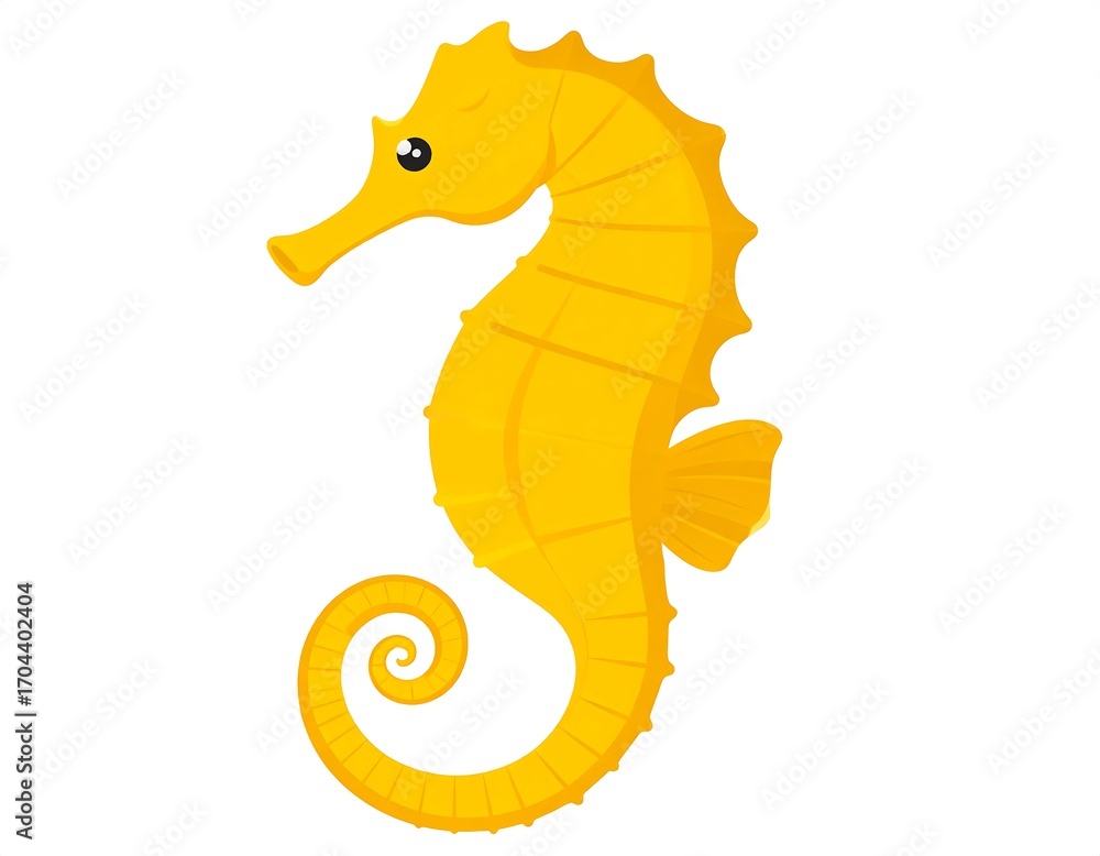 Fototapeta premium Cartoonish yellow seahorse