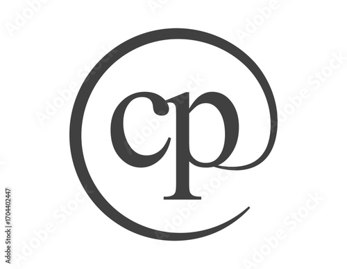 CP logo from two letter with circle shape email sign style. C and P round logotype of business company