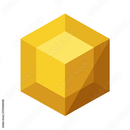 Isometric yellow gemstone cube icon